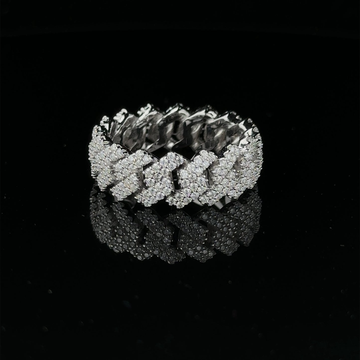 SERENZO 925 MOISSANITE MENS RHODIUM ICED OUT RING | 995551