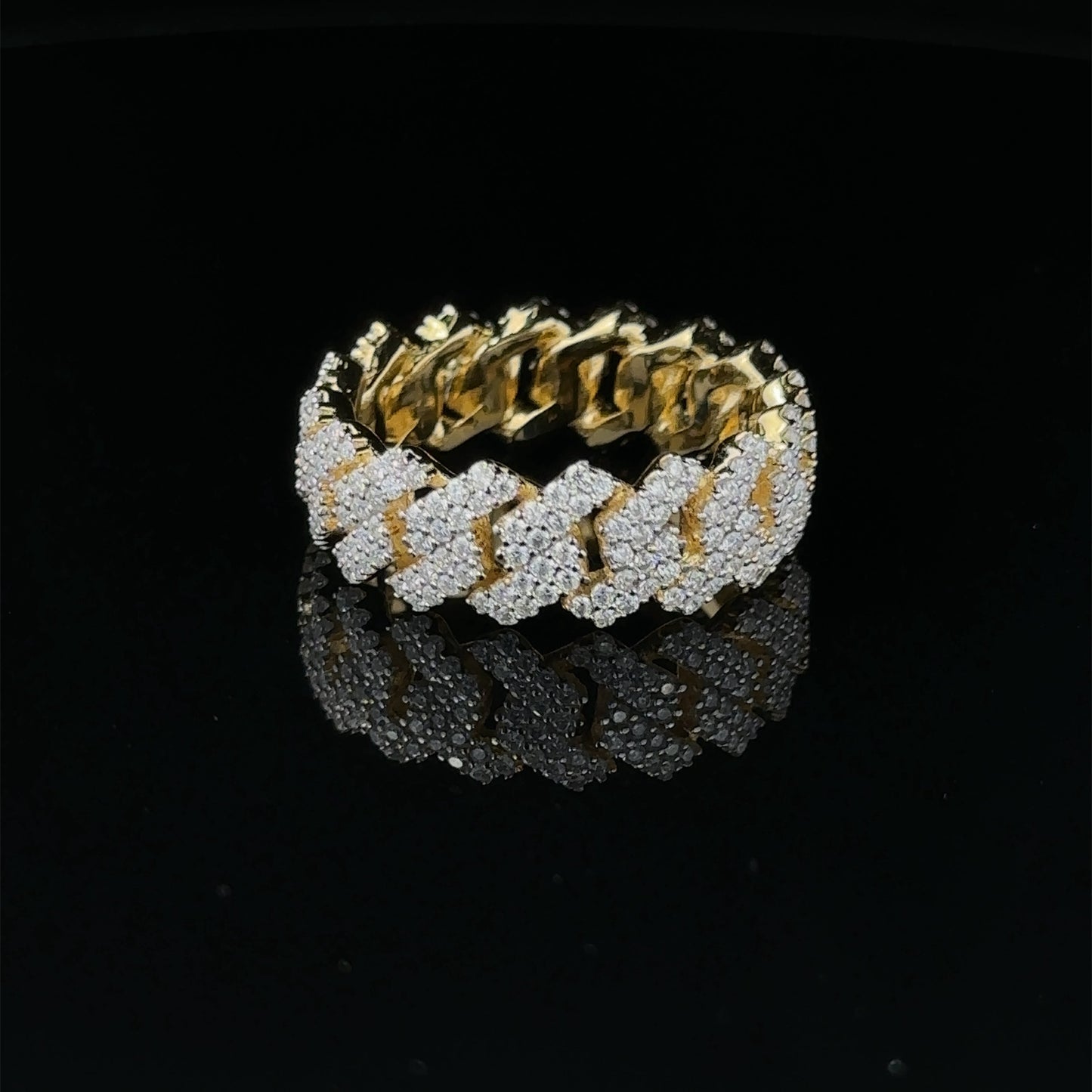SERENZO 925 MOISSANITE MENS GOLD ICED OUT RING