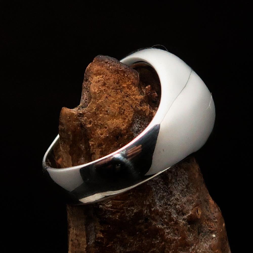 Sterling Silver Men's Ring Marijuana Cannabis Leaf in Red
