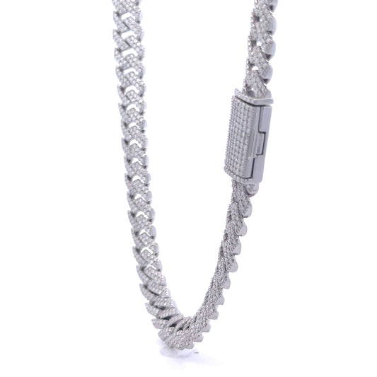 OZARIN 8MM RHODIUM MOISSANITE ICED OUT CUBAN