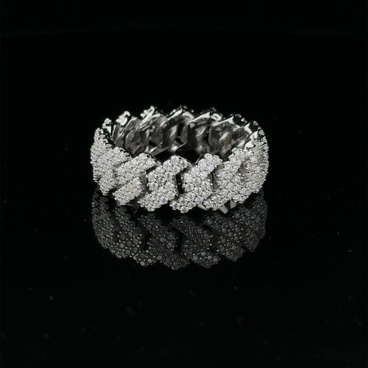 SERENZO 925 MOISSANITE MENS RHODIUM ICED OUT RING | 995551