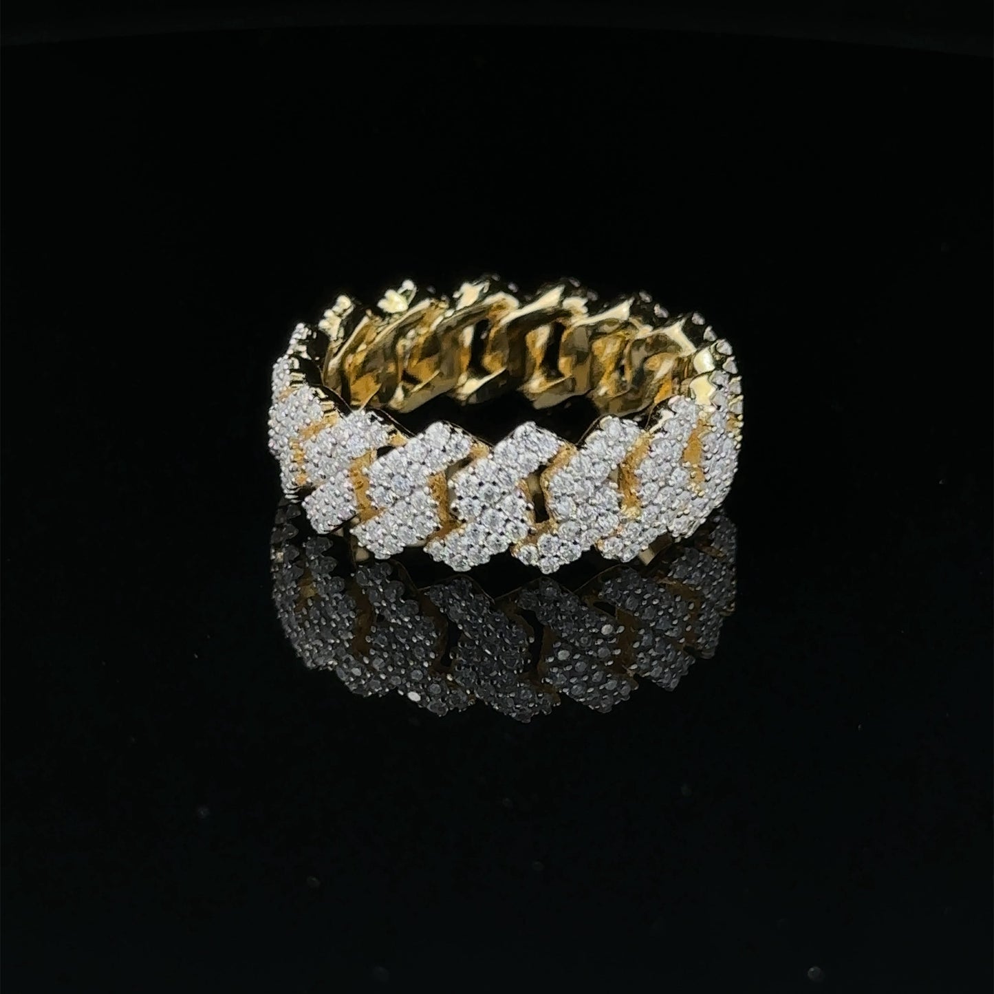 SERENZO 925 MOISSANITE MENS GOLD ICED OUT RING